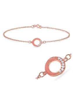 Round CZ On Ring Shape Bracelet BRS-540-RO-GP